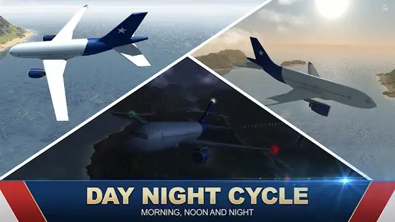 Jumbo Jet Flight Simulator, el mismo avión mostrado de día y de noche
