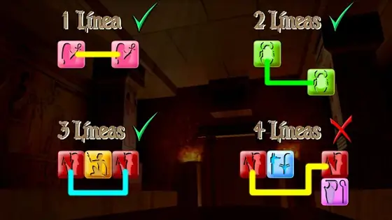 Pyramid Mystery 2 - Puzzles, pantalla de ayuda que explica cómo se enlazan las líneas